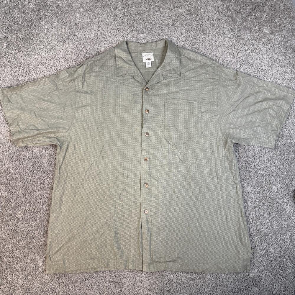 Original Island Sport Shirt Mens 2XL Green Short Sleeve Button Up Rayon